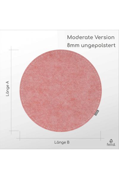 Eco Filz Auflage Sitzauflage individueller Kreis (rund/oval) – Moderate