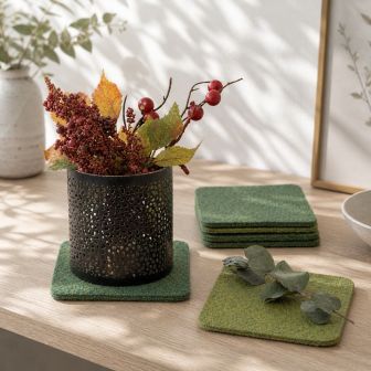 Eco Filz Glasuntersetzer Quadrat - runde Ecken - Set von 4