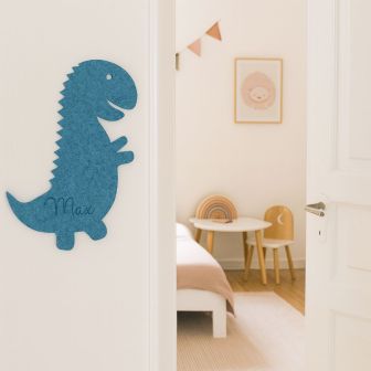 Wanddekoration Dino aus rPET Eco-Filz – personalisierbar mit Namen -36 tolle Farben -zwei Modelle