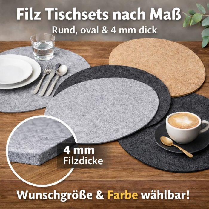 Filz Tischset nach Maß rund Filz Tischset nach Maß rund