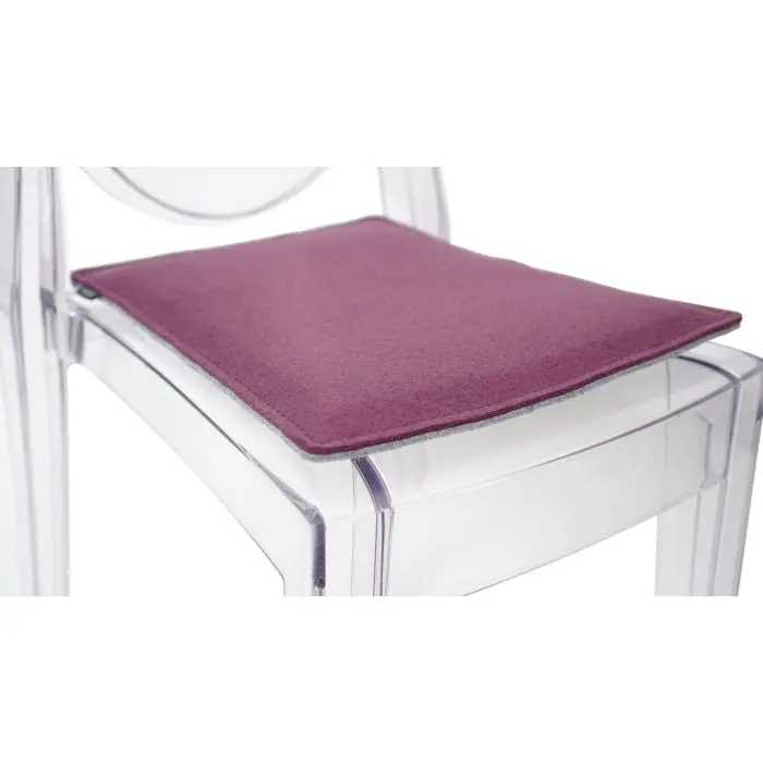 Cuscino In Feltro Ecologico Per Sedia Kartell Victoria Ghost - Spessore 23 Mm, Antiscivolo, Grigio Mélange