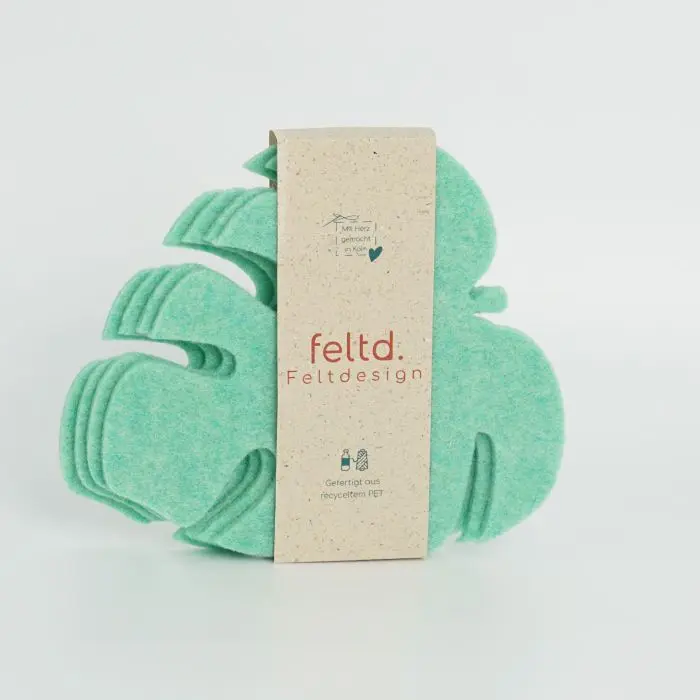 Eco Filz Glasuntersetzer Monstera - set von 4